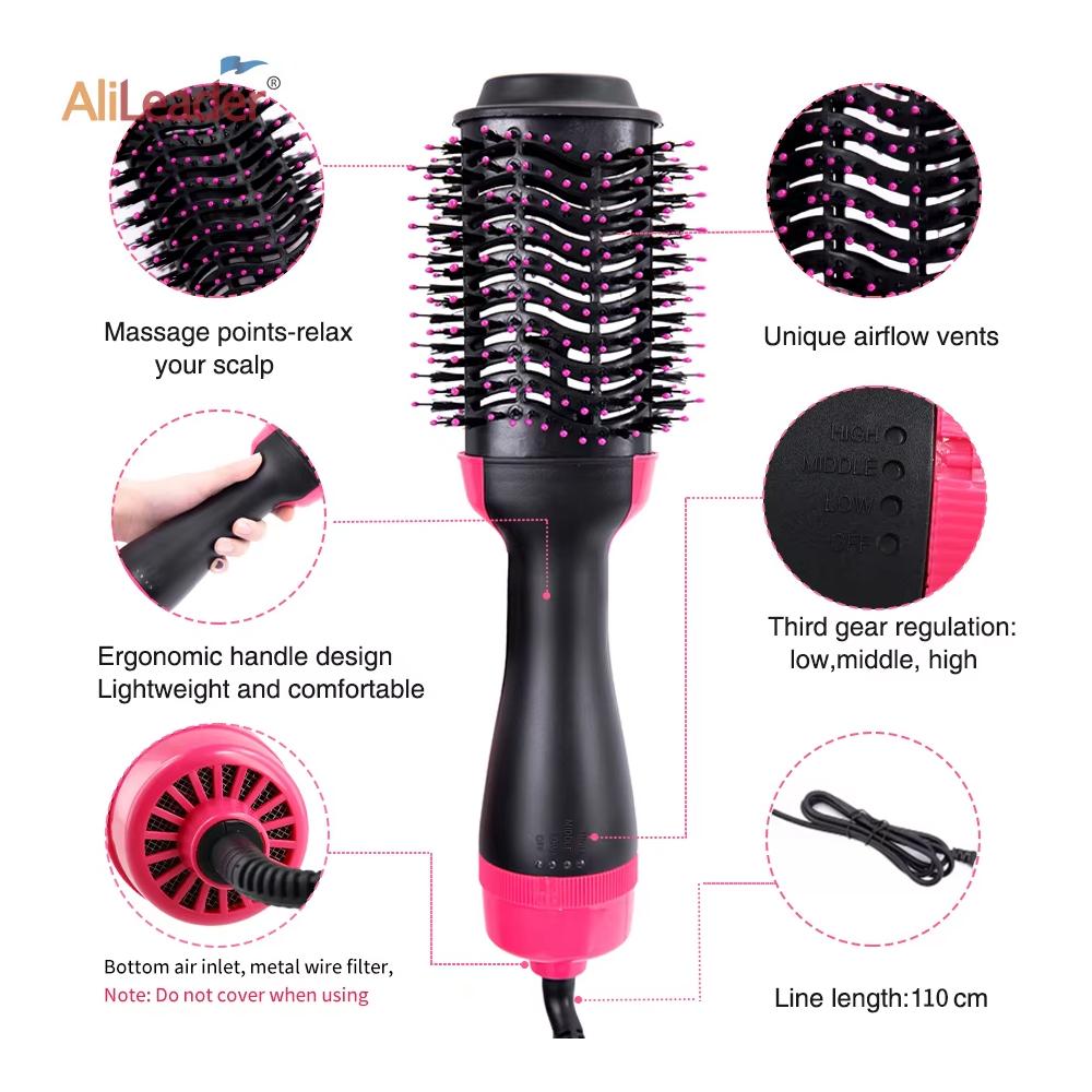 4 In 1  Hot-Air Hair Brushes Women Hair Dryer Brush Hair Dryer Straightener Curler Massager Rapid Warming One Step Volumizer