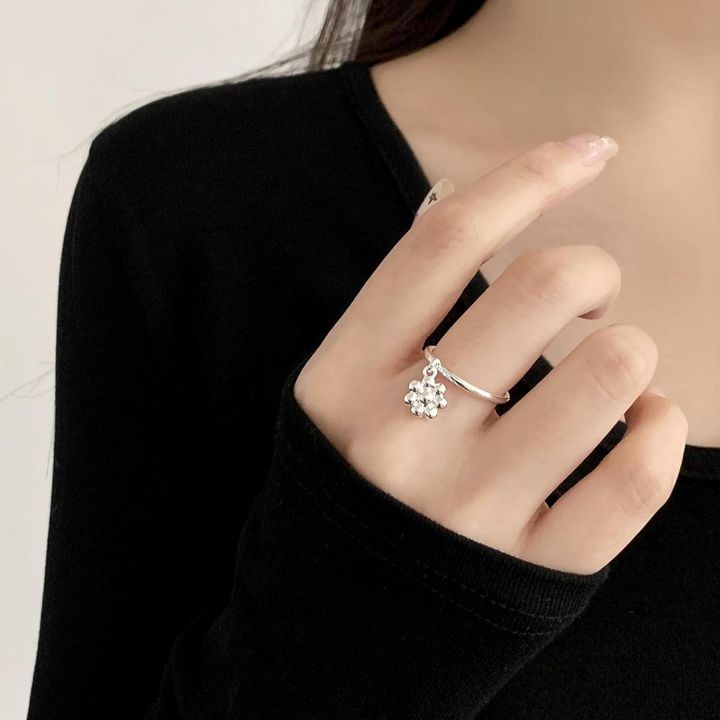 Korean Geometric Grid Ring: Women's Retro Argyle Open Finger Hip Hop Ring