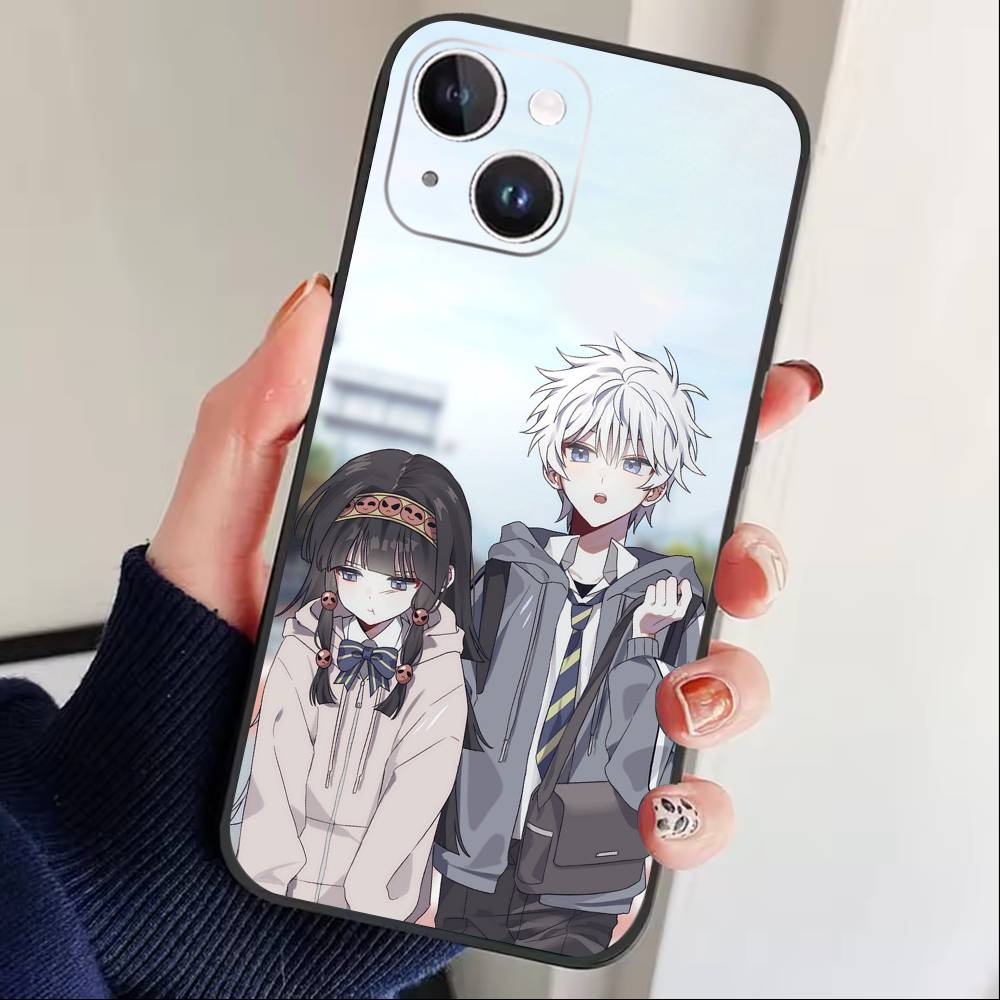F-Killua Zoldyck H-Hunter X Hunter Phone Case For iPhone17,16,15,14,13,12 Plus,Max Soft Silicone Black Cover