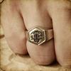 Adjustable Open Ring With Chinese Character Motif Vintage Retro Style Unisex Copper Finger Fashion Statement