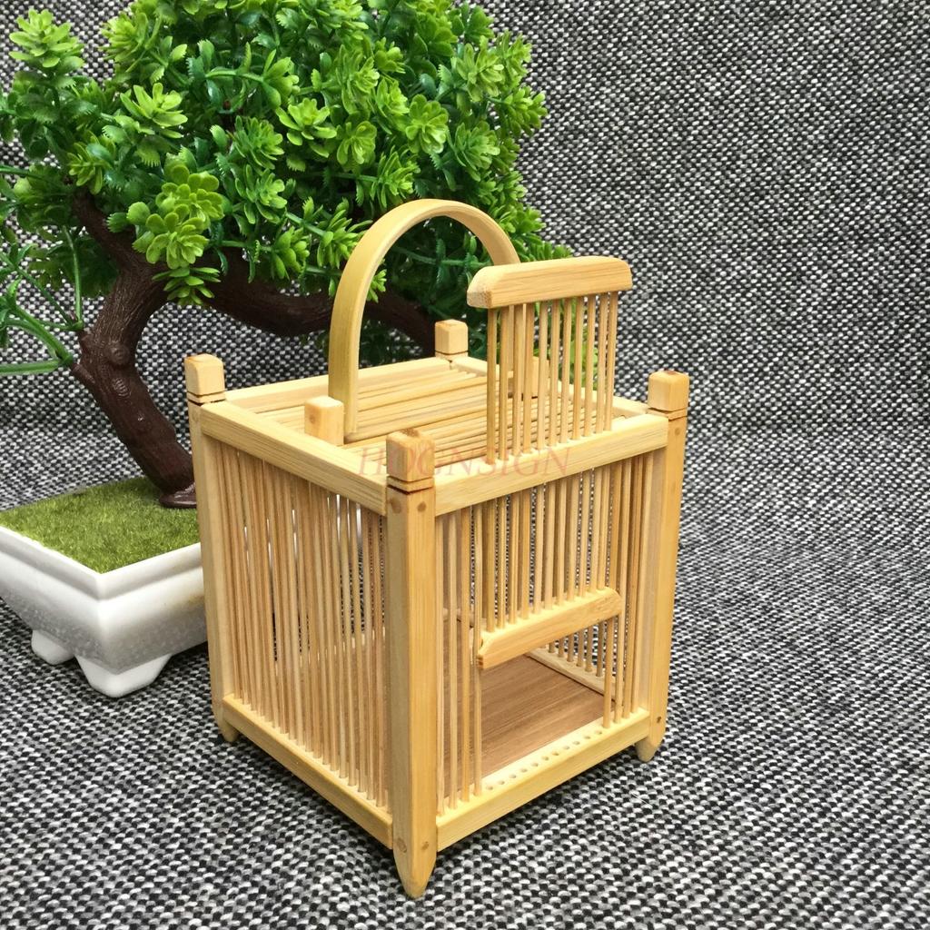 Natural Bamboo Products Encrypted Grasshopper Cage Retro Handmade Single Grid