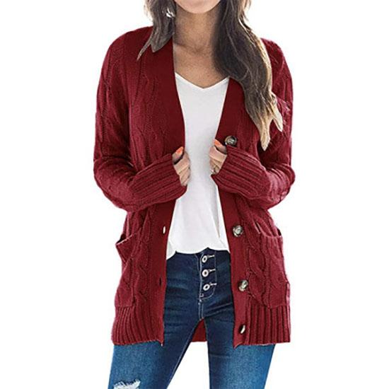 Damen Mittelanger Pullover Strickjacke Kapuzenjacke Modische Kleidung Aus Europa Und Amerika Lager Verfügbar