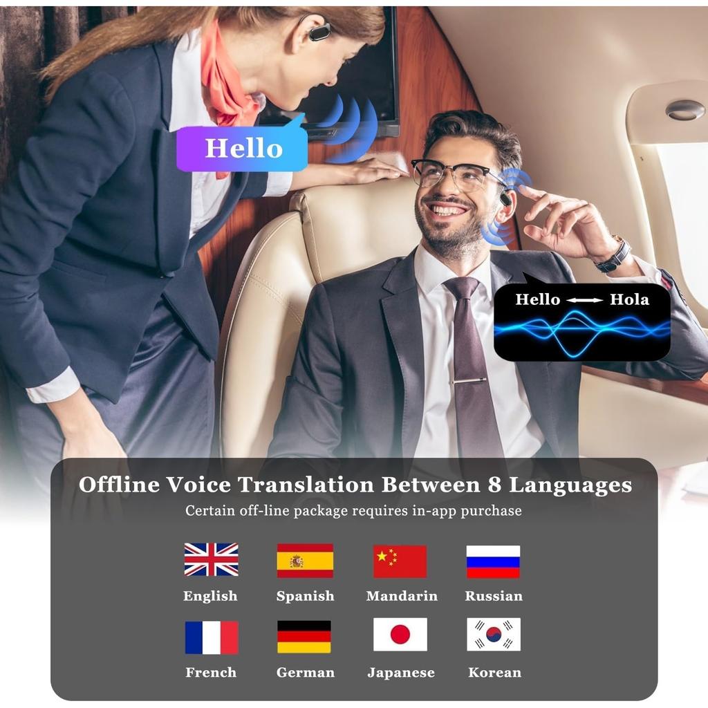 Real Time Translation Earbuds 144 Languages Ai Headphones Wireless Bluetooth 5.4 Translator Earphones for iOS & Android