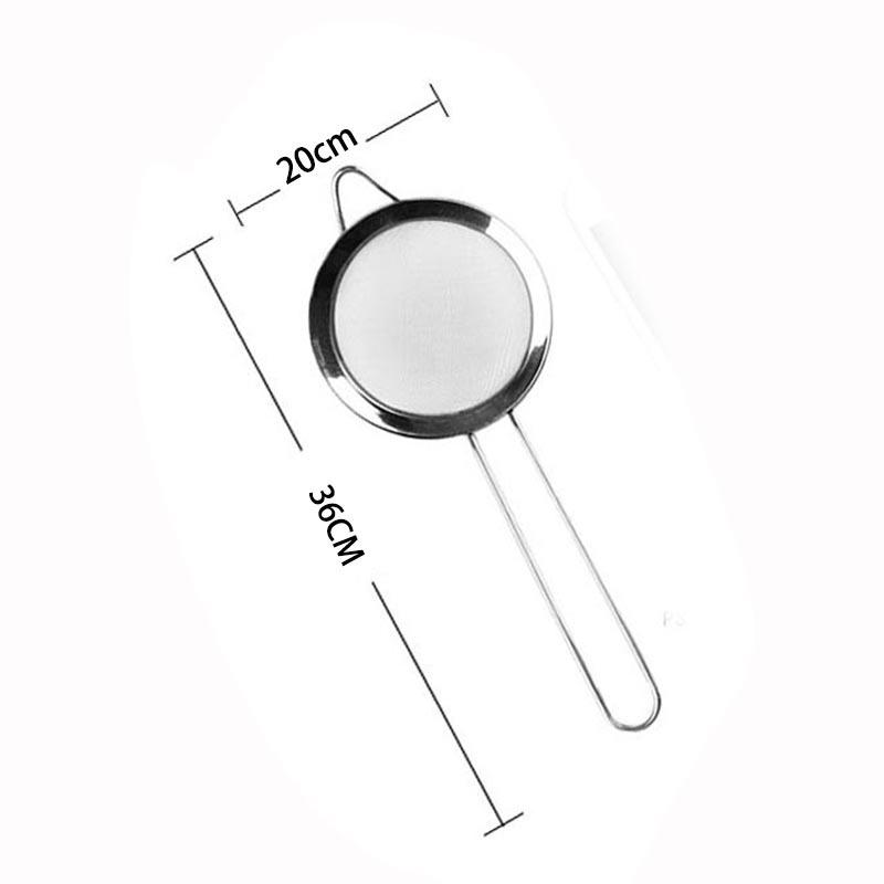 304 Stainless Steel Flour Sieve & Oil Strainer with Handle - Fine 60 Mesh Skimmer and Thickened Wide Edge Ladle