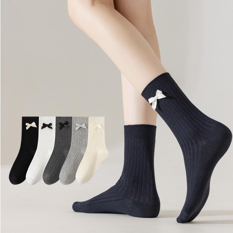 Women's Fall Fashion New Bow Vertical Striped Ballet Windswept Stockings