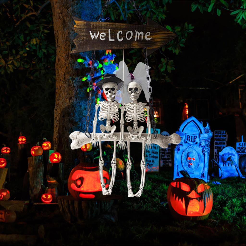 Swing Couple Halloween Hanging Swing Chain Hanging Voice-controlled Luminous Haunted House Horror Decoration Pendant Props