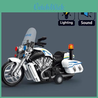 Patrol Car Inertial Motorcycle Police Car Model Toy With Sound And Light For Kids