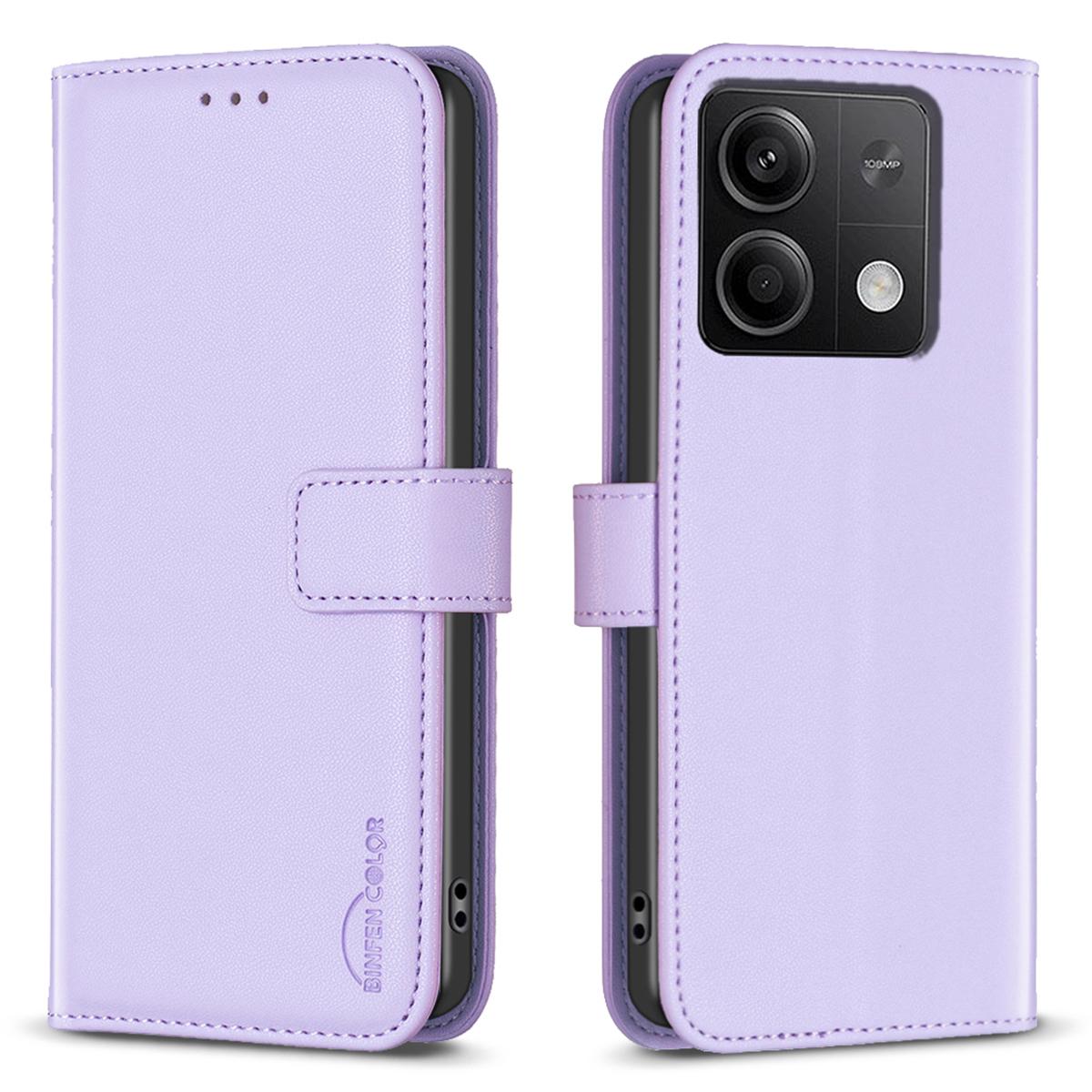 

BINFEN COLOR BF17 For Xiaomi Redmi Note 13 5G Case PU Leather Phone Cover Wallet Purple