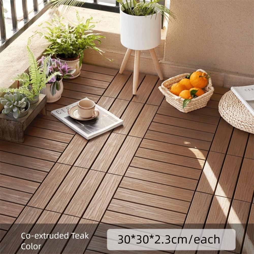 Interlock Wooden WPC Floor Hardwood Terrace Brick New Patio Deck Tiles  Landscaping