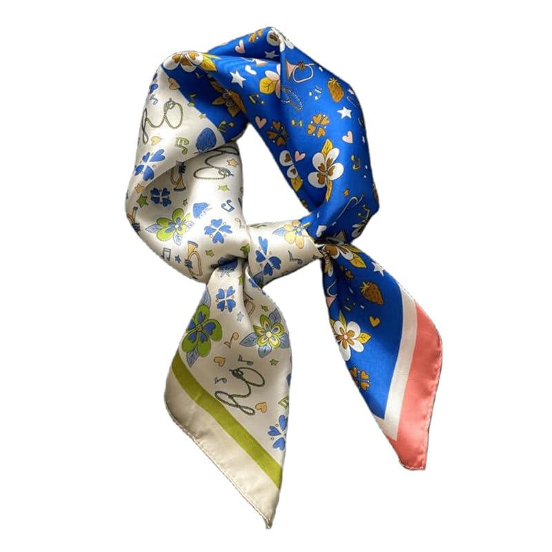 

[KOUMAKI] scarf ladies cat pattern cat print bandana shawl neckerchief 70×70cm silk style Stylish mother s day square How to roll bag decoration hair