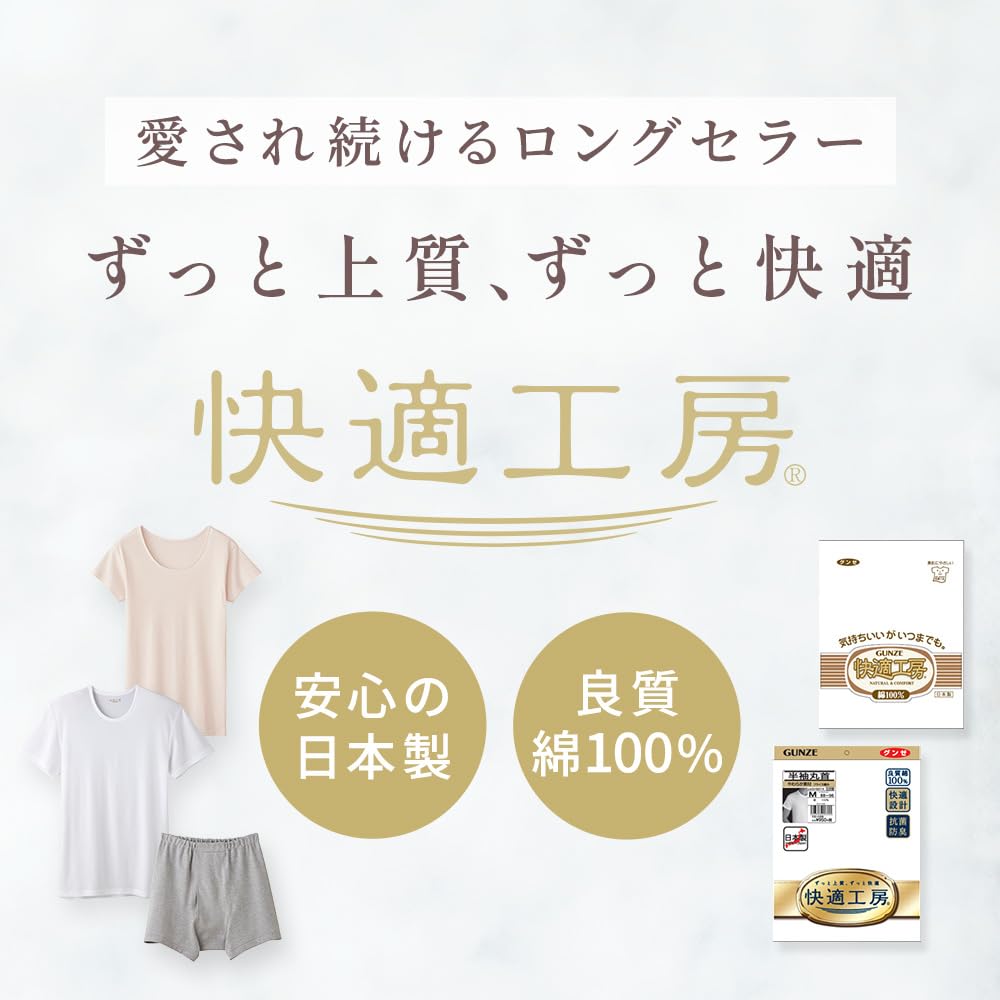 [Gunze] Front-opening 3/4 sleeve shirt, Comfortable Workshop, 100% cotton, Made in Japan, KW5038, Women's
