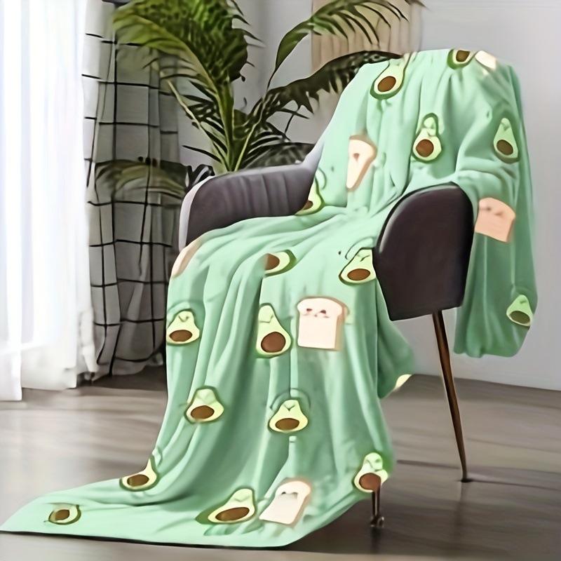 Cartoon Avocado Blanket Flannel Multi-Functional Towel Quilt Four Seasons Air Conditioner Blanket Lunch Break Shawl Fleece Blanket