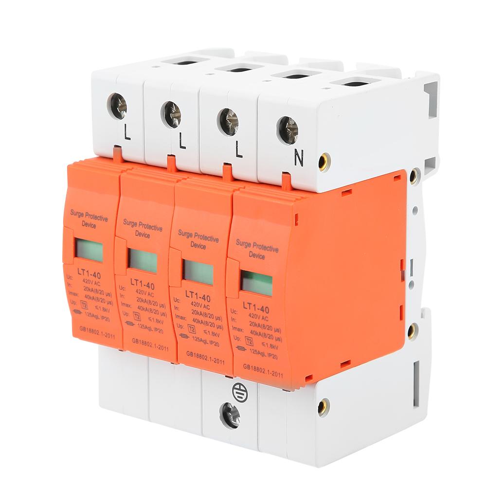 4P 40kA 420vAC House Surge Protective Low voltage Arrester Device