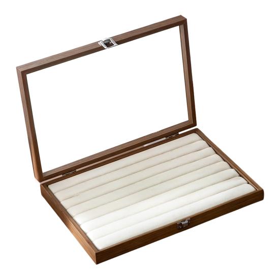Ring-Aufbewahrungsbox, Langlebiges Holz mit unterteiltem Design, Weiches Samt-Innenfutter, Mehrgitter-Schmuckorganizer, für Ringe Armbänder Ohrringe