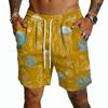 Men's Casual Drawstring Shorts Lightweight Quick Dry Five Inch Inseam Beachwear Hawaiian Print Summer Shorts