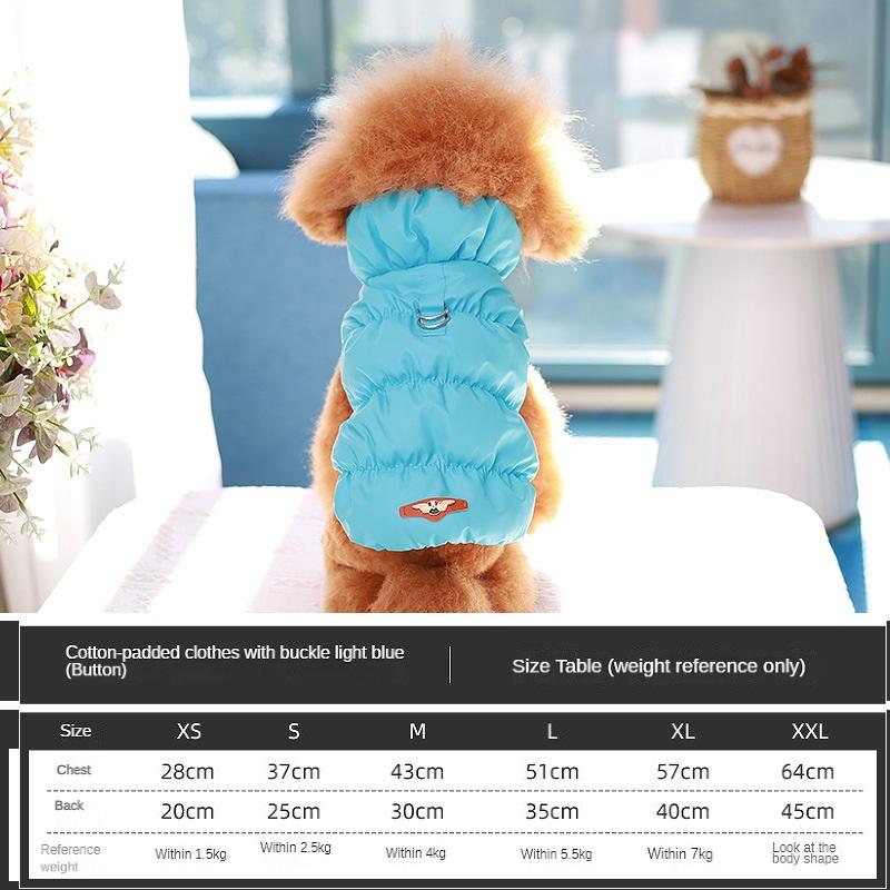 Coat for Small Medium Dogs D-RING Cat Jacket Soft Warm Winter Padded Fleece Puppy Pet Clothes
