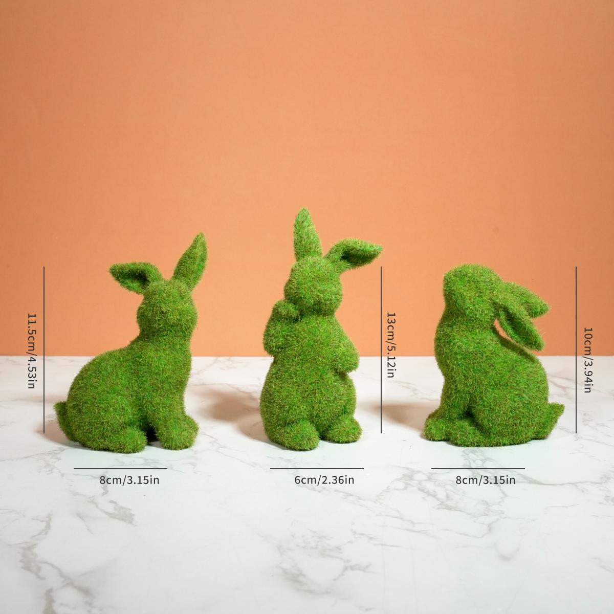 

3-Piece Resin Rabbit Sculpture - Holiday Easter Decoration, Cute Rabbit Ornaments for Holiday Home Decoration зелёный