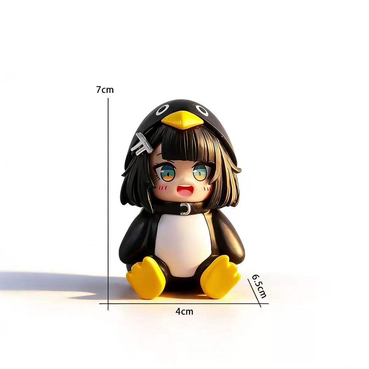 7cm Kleine Pinguïn Administrator PVC Figuur Anime Collectie Bureau Display Tentoonstelling Cadeau Verjaardagscadeau Model Ornament Gugugaga black