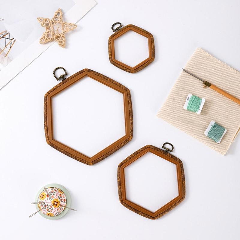 Imitated Wood Embroidery Hoop Hexagonal Embroidery Hoop Hexagonal Hoop for Craft