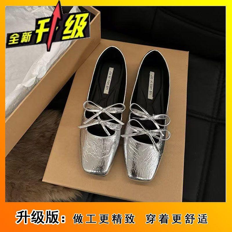 2025 spring and summer new lace-up bow Mary Jane women's shoes French fashion versatile late evening wind light mouth single shoes
