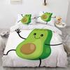 Cartoon Avocado King Queen Duvet Cover Fruit Funny Expression Bedding Set for Kids Teens Adult Green Quilt Cover with Pillowcase