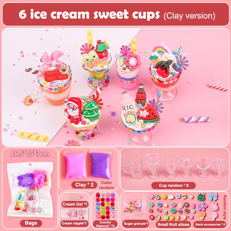 Creative Diy Ice Cream Clay Making Materials Set Simulation Dessert Cup Ice Cream Handicraft Gifts Kids Educational Toys