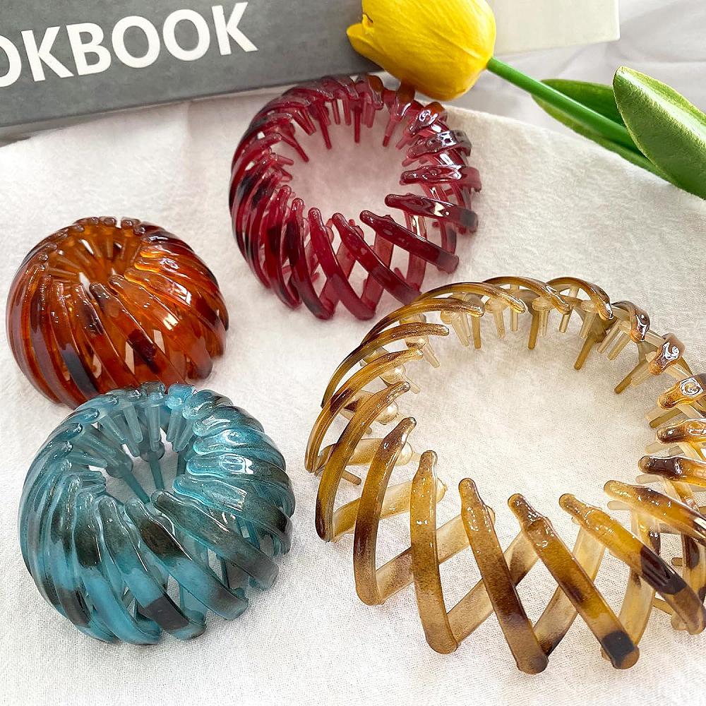 Luipaardprint Vogelnest Haarstyler: Veelzijdige Haarklem & Paardenstaart Elastiek