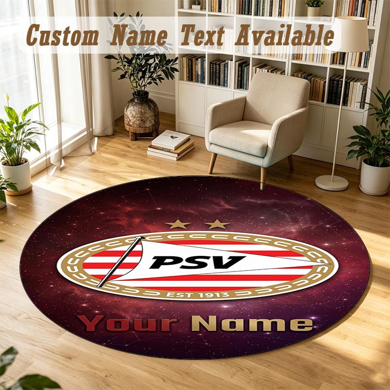 Round Rug Custom NamePSV Eindhoven FC Pattern Non Slip Carpet Home Floor Decor
