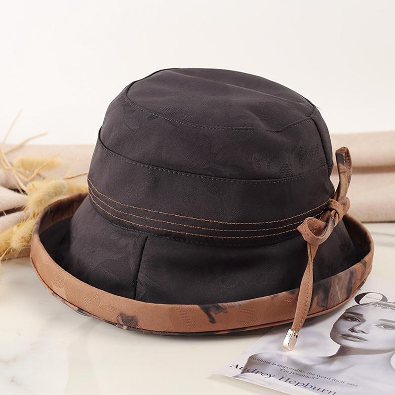 Spring and Summer Thin Breathable Bow Visor Women's Outdoor Leisure Sunscreen Fashion Versatile Crimped Bucket Hat Basin Hat