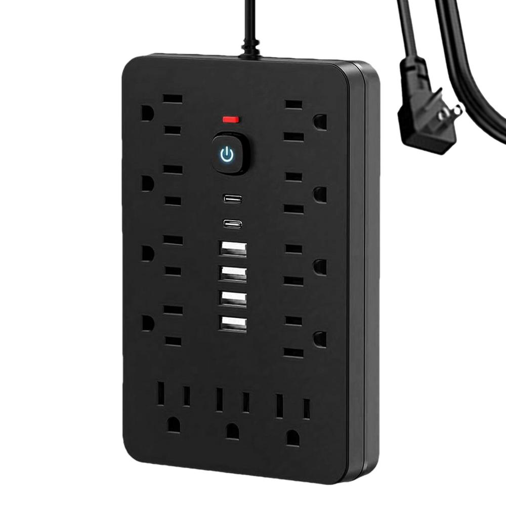 17-in-1 Plug Outlet Extender Power Strip With USB Port Switched Socket 11 Outlets 4 USB 2 Type-C Ports Multiple Security Protect