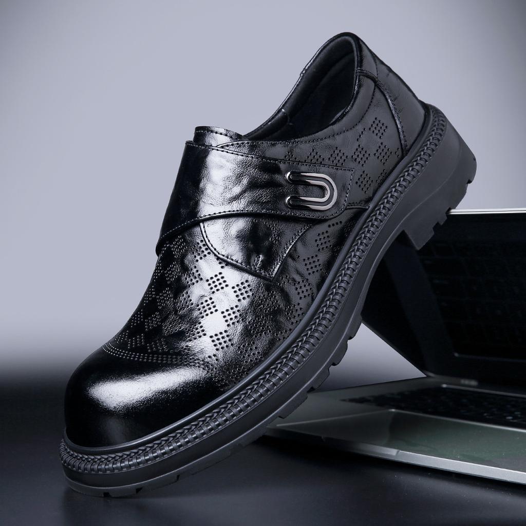 2025 Autumn Leather Shoes Men's First Layer Cowhide One-pedal Loafers Dress Commuting Business Casual Leather Shoes Trend