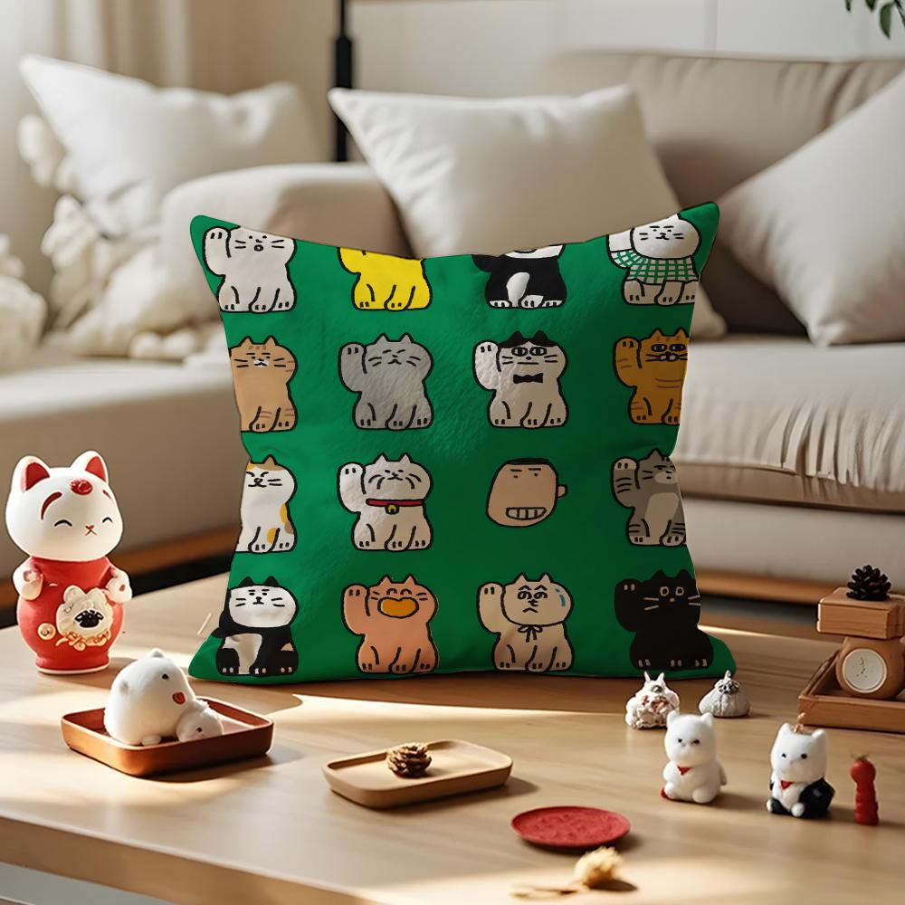 Gomatsu Cushion Cover Anti-dustmite Pillowcase Invisible Zipper Silky Short Plush Sofa Cushion Cover