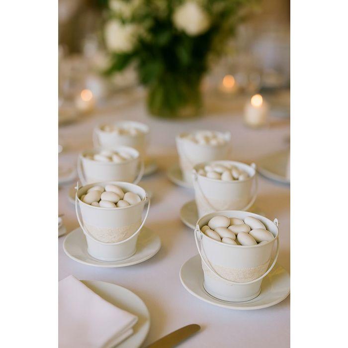 Seau en métal blanc 10 x 10 cm