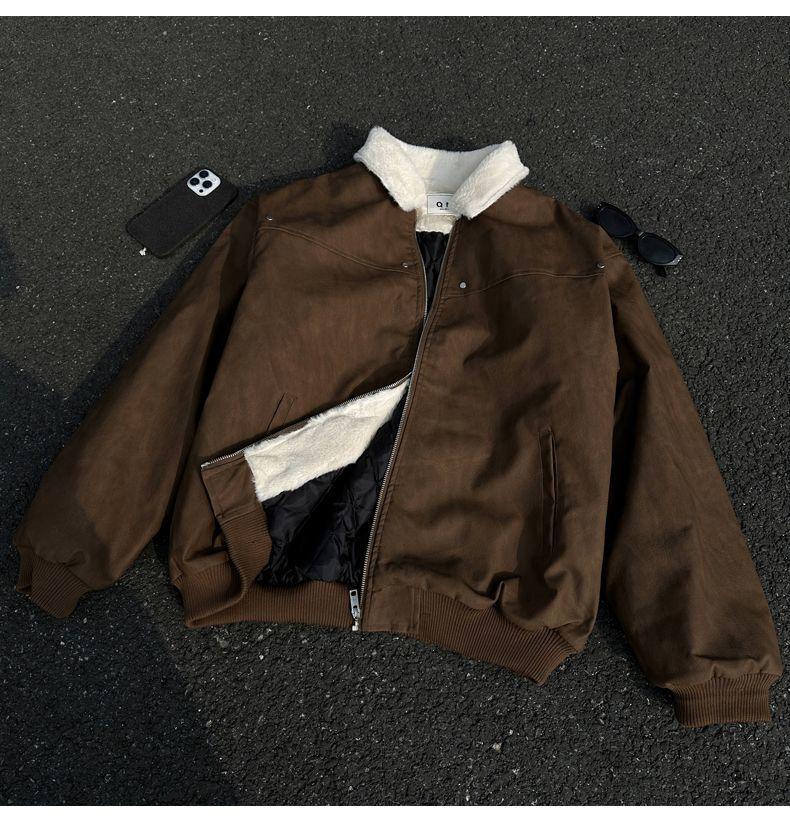 American Style Lambswool PU Leather Coat - Unisex Winter Warmth