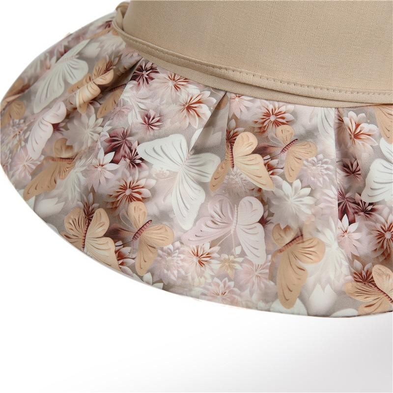 Summer light and breathable flower color matching hat women organza basin hat showing face small bucket hat sun protection hat