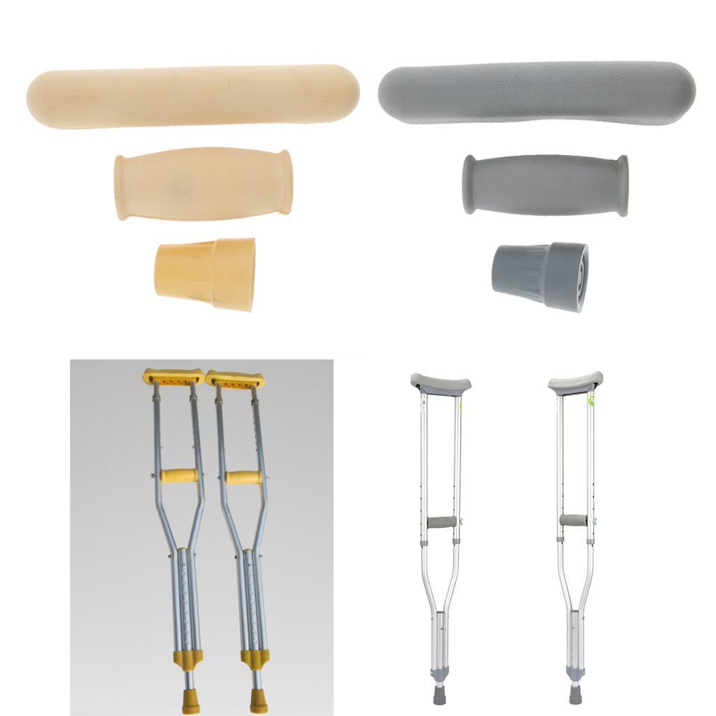 Crutch Accessories Kit - Including Pad, Handle Grip Covers, Tip Cover – Gray