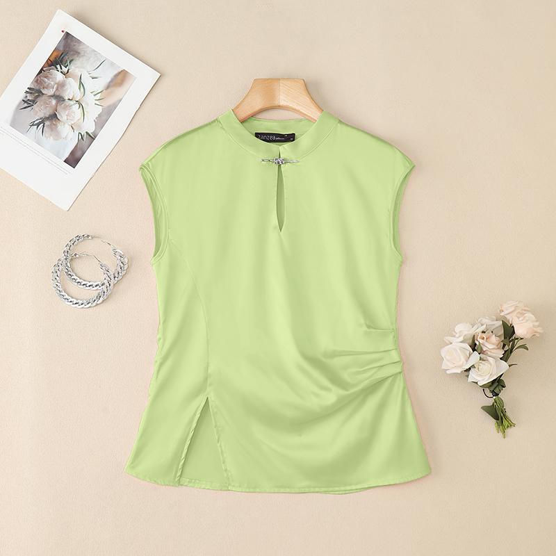 

ZANZEA Женские повседневные летние майки без рукавов с круглым вырезом 3XL зелёный