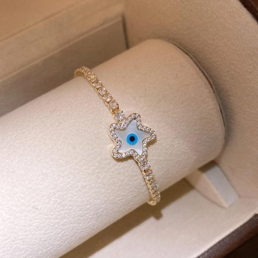 Star Round Devil's Eye Rhinestone Devil's Eye Bangle Banquet Clothes Jewelry  Ladies Girls