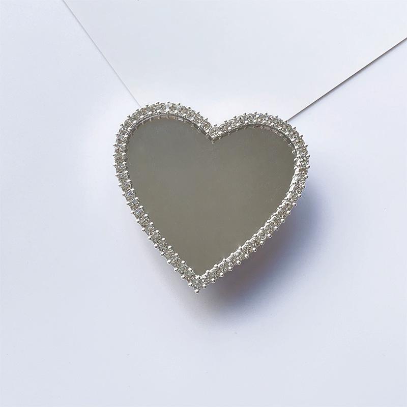 Korean Style Creative Heart Mirror Diamond Phone Stand with Retractable Airbag and Custom Logo