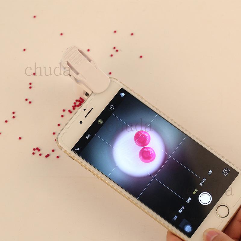 

60X Magnifier Mobile Phone Clip Photography Led Light Uv Money Verification Jewelry Identification Microscope Magnifying Glass білий