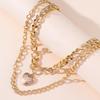 Cross-Border Double Layer Thick Chain Heart Pendant Necklace - European American Creative Openable Heart Clavicle Chain