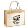 Jute Tote Bag with Pocket I Can't I'm a Teacher I Can't Minimalist | Jute and Cotton Canvas 21 L Flat Bottom Handles 65 Cm