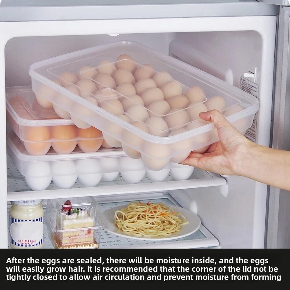 Container Lid Plastic Egg Holder Space Saver Refrigerator Egg Storage Container  Home
