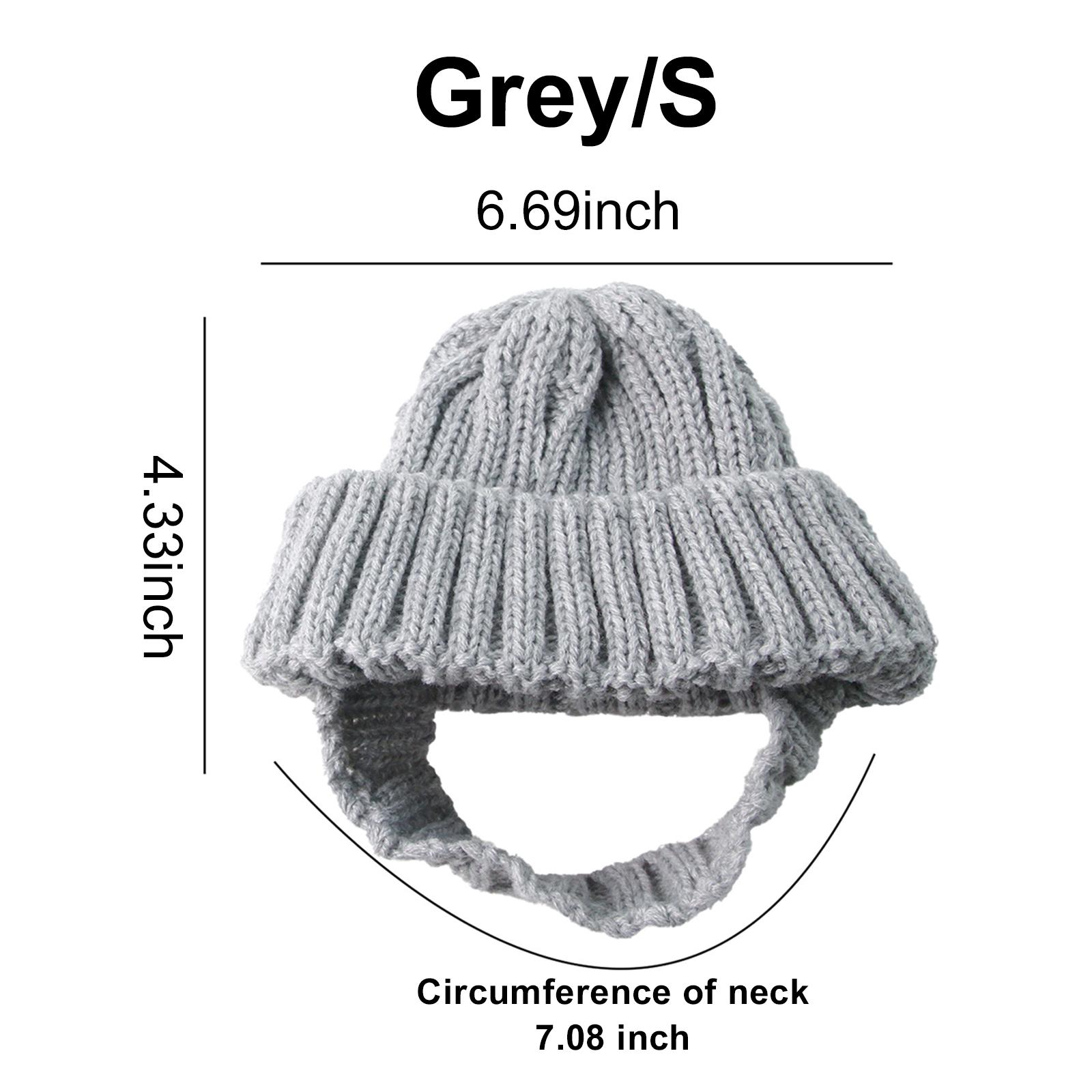 

Knitted Pet Hat with Ear Holes Winter Warmer Dog Hat Elastic Puppy Beanie Cap Christmas Pet Thermal Accessories for Dogs & Cat Size S сірий
