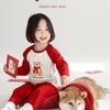 Children's New Year Warm Cotton Outfit: Birth Year Red Autumn Set for Boys and Girls