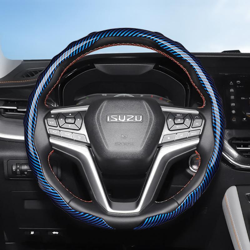 Suitable for Isuzu Carbon Fiber Texture Steering Wheel Cover Snap-On Wave-Shaped Sports Design Protective Shell D-Max Mu-X N-Series Elf Forward F-Seri