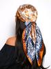 90*90cm Hair Scarf Women Fashion Designer Beautiful Flowers Foulard Soft Satin Shawl Kerchief Square Silk Scarfs Neck Headscarf