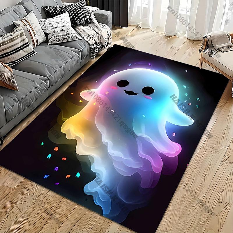 Cute colorful glowing ghost carpet Yoga living room room decor children's crawling mat doormat area rug games mat