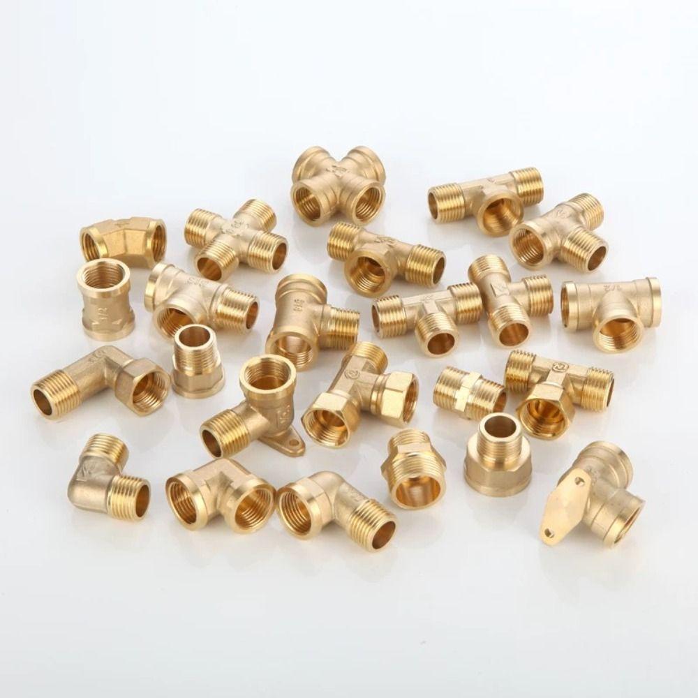 New 1/2 BSP Pneumatic Plumbing Connector Tee Type Male/Female Thread Brass Pipe Fitting Copper Fittings