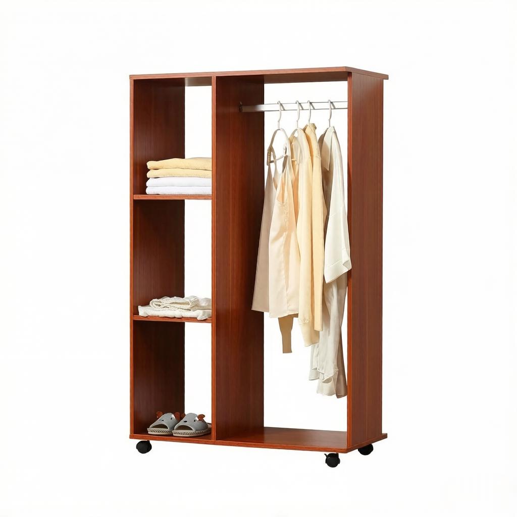 Open Design Storage Cabinet, Bedroom Wardrobe, Wood Storage Shelf, Portable Wardrobe